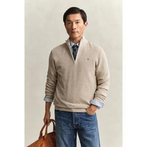 GANT Textured Cotton Half Zip Sweater